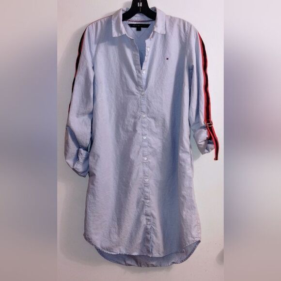 Tommy Hilfiger Jean Shirt Dress with Role Tab Sleeves - Picture 4 of 10